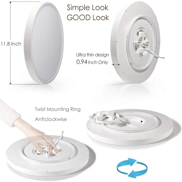 YG 9 in. 18W 3CCT Round LED Flush Mount Ceiling Light YG-9SM18-ETL
