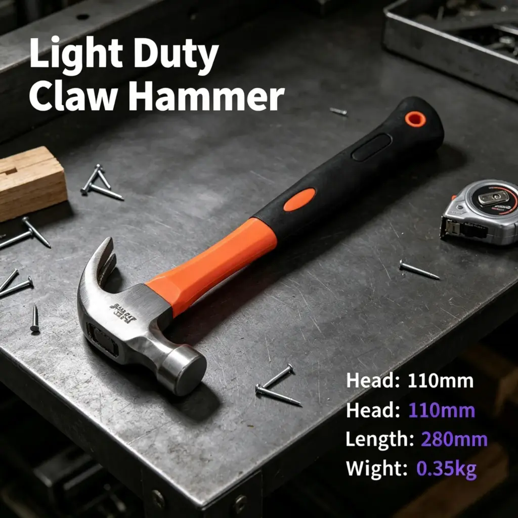 0.25kg Carbon Steel Claw Hammer with Non-Slip Plastic Handle